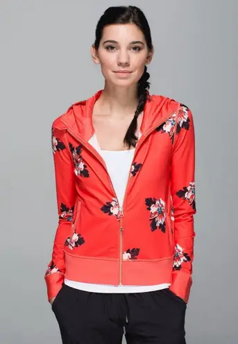 Lululemon Namaskar Hoodie Sweater Atomic Flower Parfait Orange Size 6 Full Zip