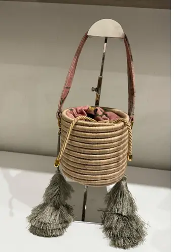 Maison Alma Paraiso Rose Bucket Handbag with Removable Strap Pink