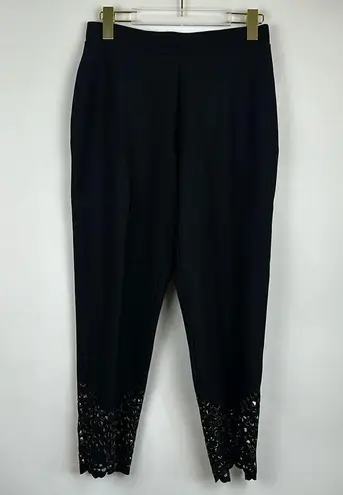 Dennis Basso Knit Stretch Pull On Cut-out Gold Ankle Detail Black Size XSP
