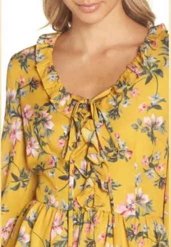 Avec Les Filles Tiered Satin Ruffle Dress, Multi Yellow Gold Size 6 Retail $158