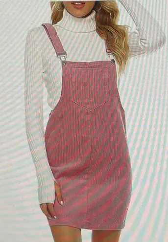 Pink Corduroy Overall Bib Pinafore Suspender Dress, size S