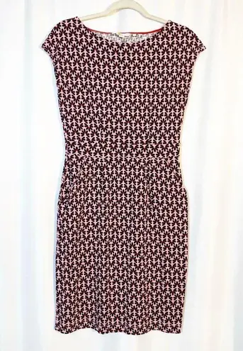 Boden Florrie Cotton Jersey Dress Formica Pink Floral Tile Print Size 6