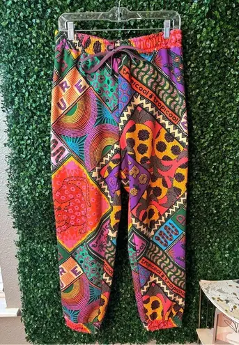 Farm Rio  Multicolor Scarf Print Sweatpants Size Medium