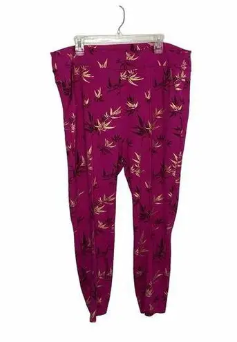 Soft Surroundings Emiko Pants Medium Fuchsia Pink Metallic Leaf Ponte Ankle 1X