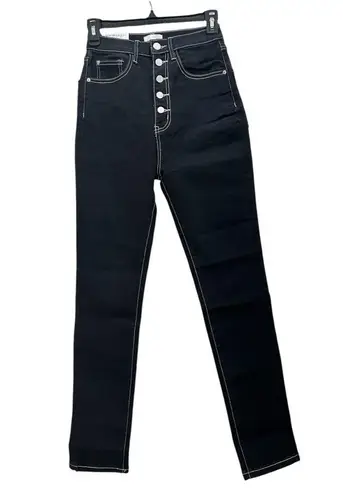 We Wore What The Danielle High Rise Vintage Straight NWT in Black/white stitching