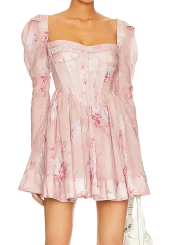 Evermore Corset Soft Pink Floral Mini Dress Bardot Size 10