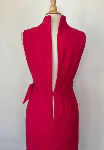 Jones New York Vintage 90's Solid Hot Pink V-Neck Sleeveless Wrap Dress