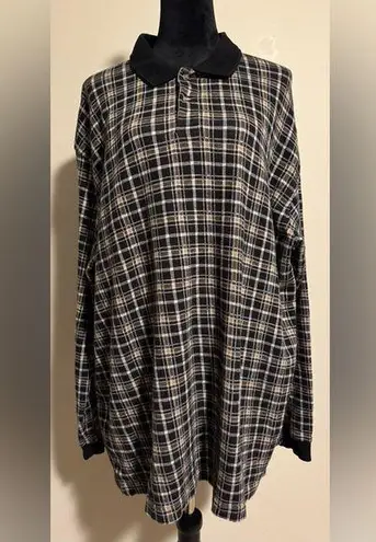 Roundtree & Yorke EUC Black and Brown Plaid Long Sleeve Sweater size 2X
