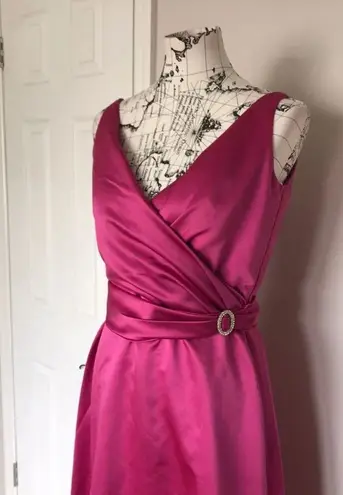 Jim Hjelm Occations Vintage Gown Fit Flare A-line Satin Wrap Draped Formal Evening Prom Colorful Coquette Retro Bright Slid Rockabilly Vintage Y2k