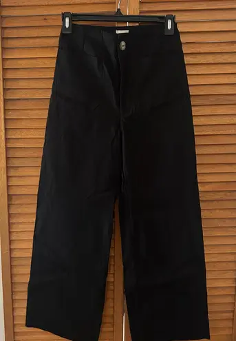 Maeve By Anthropologie The Colette Black Wide Leg Linen Pants Sz 25 NWT