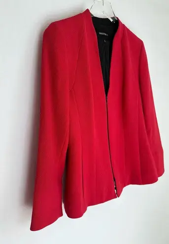 Lafayette 148  New York Red Tara Seamed Scuba Zip Front Jacket Blazer Size 10