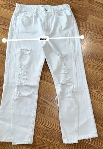 Frame  Le Jane WHITE  distressed high-rise straight-leg jeans size 30/US 8