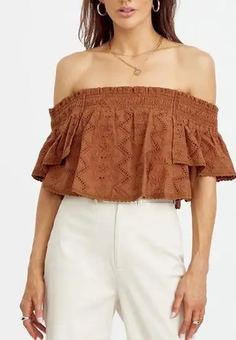 Greylin Women's Alecia Off-Shoulder Brown Blouse Size M