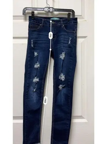 Wax Jean Wax Jeans Size 1 Womens Juniors Blue Denim Skinny Stretch Distressed Cuff CKH-C