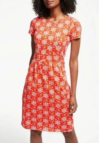 Boden Phoebe Jersey Knit Dress in Orange & Blue Floral Daisy Print Size 6 Petite