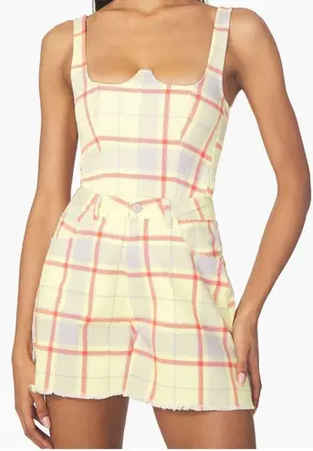 We Wore What NWT Boyfriend Plaid Pale Yellow Denim Jean Shorts in Garden Glade 31