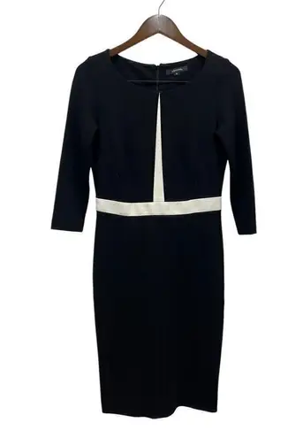 comma, Boat Neck 3/4 Sleeve Black Knee Length Sheath Dress size 34 (US 4)