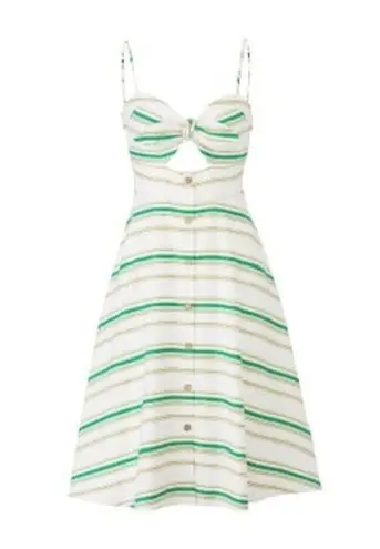 Hutch White Green Striped Marissa Full Skirt Sweetheart Neckline Dress Size 8