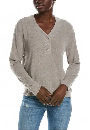 Barefoot Dreams Cozy Chic Ultra Light Rib Back Placket Henley Size L