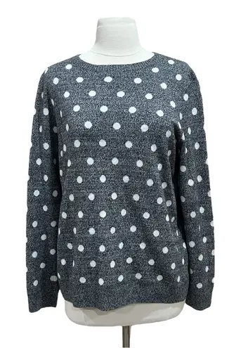 Charter Club Grey Marled Polka-Dot Sweater Size Large