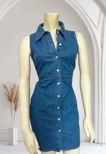 ZARA ✨ Denim Button Down Smocked Sz Large Dress✨