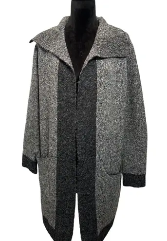 Cyrus Cardigan Charcoal Gray Fuzzy Pockets Open Front Duster Sweater Size Medium