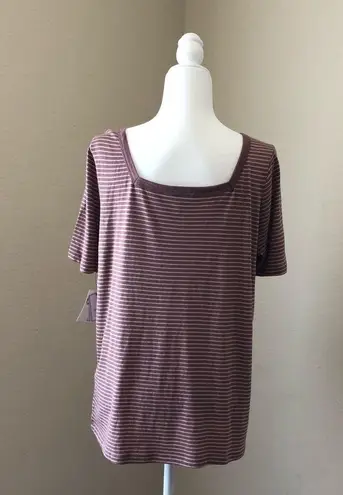 Susina Square Neck Striped Tshirt L Size L