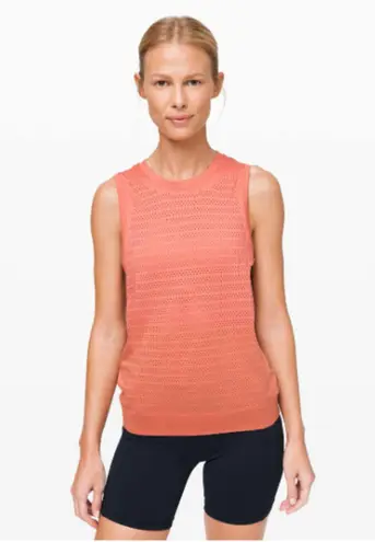 Lululemon Breeze By Muscle II Copper Clay Tank Top Relaxed Fit Hip Length Sz 6 Orange