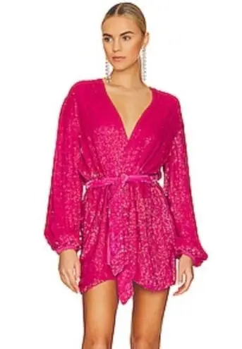 Karina Grimaldi Garda Beaded Mini Dress Hot Pink Womens Size XS
