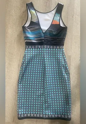 Clover Canyon Neoprene Sunset Mountain Bodycon Dress Sz XS