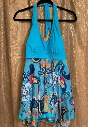 American Trends Bright Blue Floral Swim Shorts Dress XXXL NWOT Size undefined