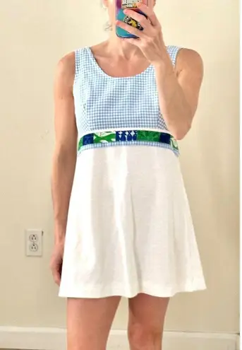 Vintage 70s Handmade Tennis Dress Sleeveless, Tenniscore Preppy Vibes Blue Size M