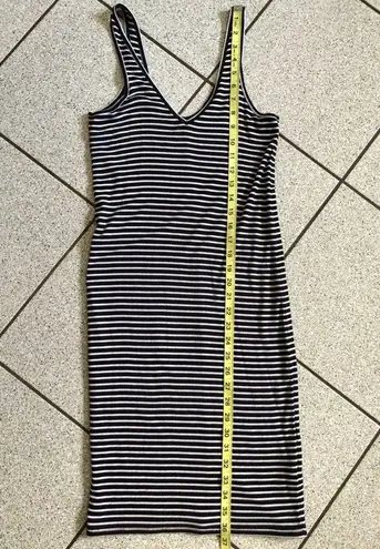 ATM Striped Wrestler Tank Ribbed Knit Mini Dress in Black and White Size Small