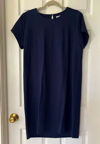 Cuyana Navy Blue Shift Cap Sleeve Career Dress Knee Length Womens Size Large