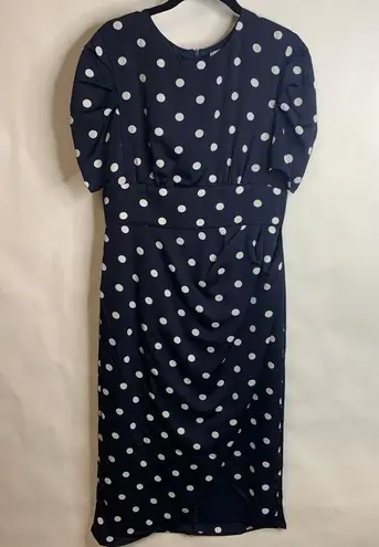 Dee Elly Blue White Polka Dot Dress Pinup 20s Style Sz Large