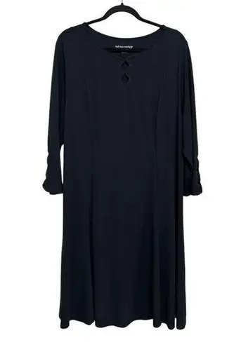 Soft Surroundings Black Ponte Knit Midi Dress with Cutout Detail - Size 2X