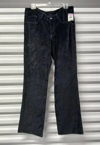 Elie Tahari Pants Women's Size 14 Dark Blue Velvet Mid Rise Straight Leg Trouser