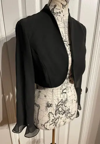 Onyx Nite Chiffon Open Front Shrug Bolero Shawl Coastal Whimsygoth Formal Evening Jacket Women's Black Size 8 Cropped