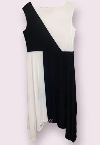 Maggy London Elodie Black & White Colorblock Midi Dress - size 16
