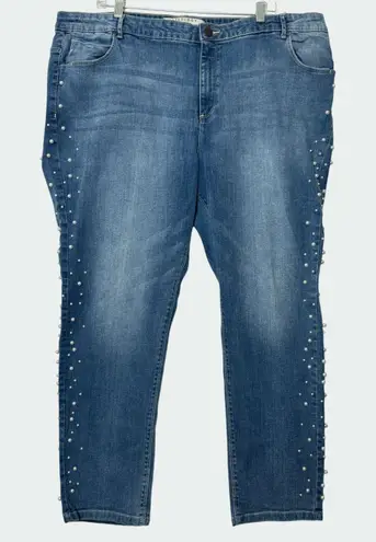 Anthology Sadie Slim Pearl Embellished Sz 24 Womens Denim Jeans Decorative Y2K Blue