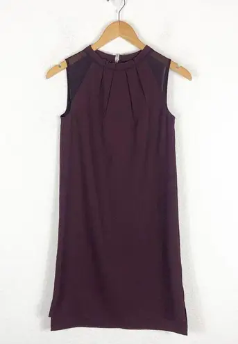 ALLSAINTS Jay Pleated Mini Dress XS Bordeaux Red Semi Sheer Casual Sleeveless