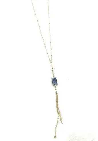 Unbranded 18" Gold Tone Long Chain Rectangular Kyanite Pendant