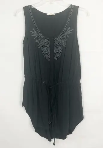 Mystree  Sleeveless Embroidered Dark Gray Top Size Small thumbnail 1