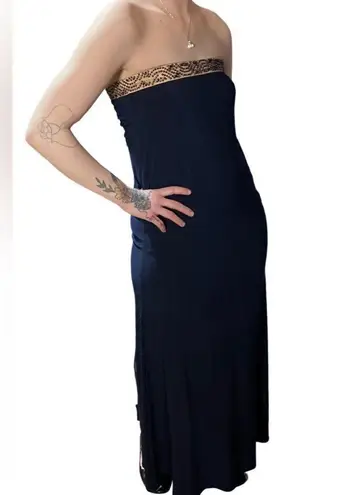 XScape Strapless Beaded Maxi Dress with Fishtail Train Women size 4