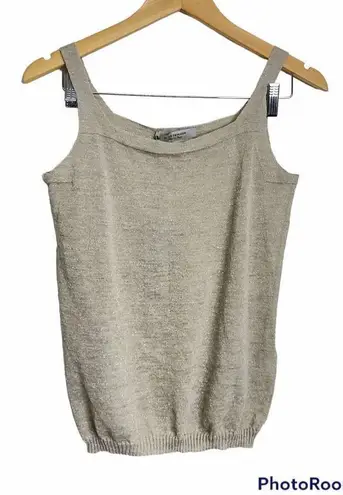 D. Exterior Made in Italy Sparkly Sleeveless Blouse‎ in Color Tan Size Medium - Image 1