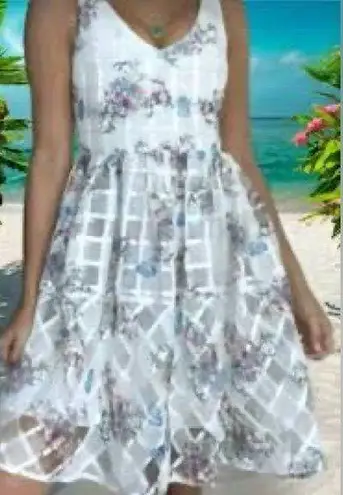 Maeve Anthropologie White Shimmer Floral Dress; 2P Women’s