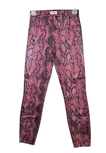 L'Agence Pants Womens 25 Pink Snake Print Margot Skinny High Rise Garnet Aurora