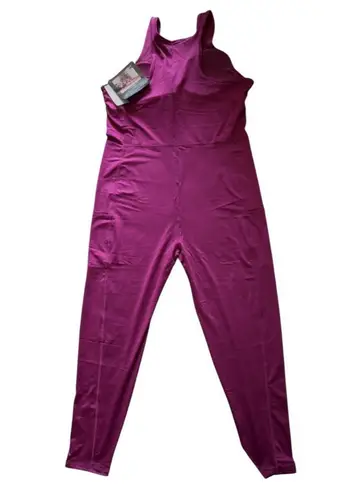 J Dow Fitness Raspberry Rose Full Body Suit Sleeveless Active Stretch Size XL Pink