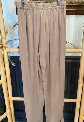 NWT Mable Linen Blend Wide Leg Trouser Style Pants ~ Size Medium 💚🍄 Tan
