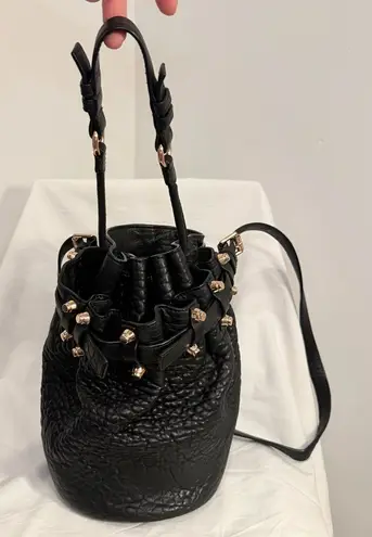 Alexander Wang Diego Bucket Bag, Black Pebbled Lambskin w/ Rose Gold Studs, VGUC - Image 1